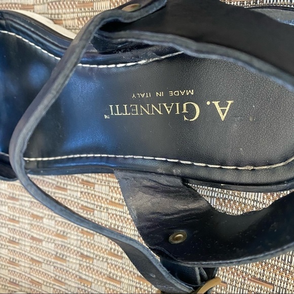 A. Gianetti Black sandal. Gold Grommet detail - Picture 6 of 9